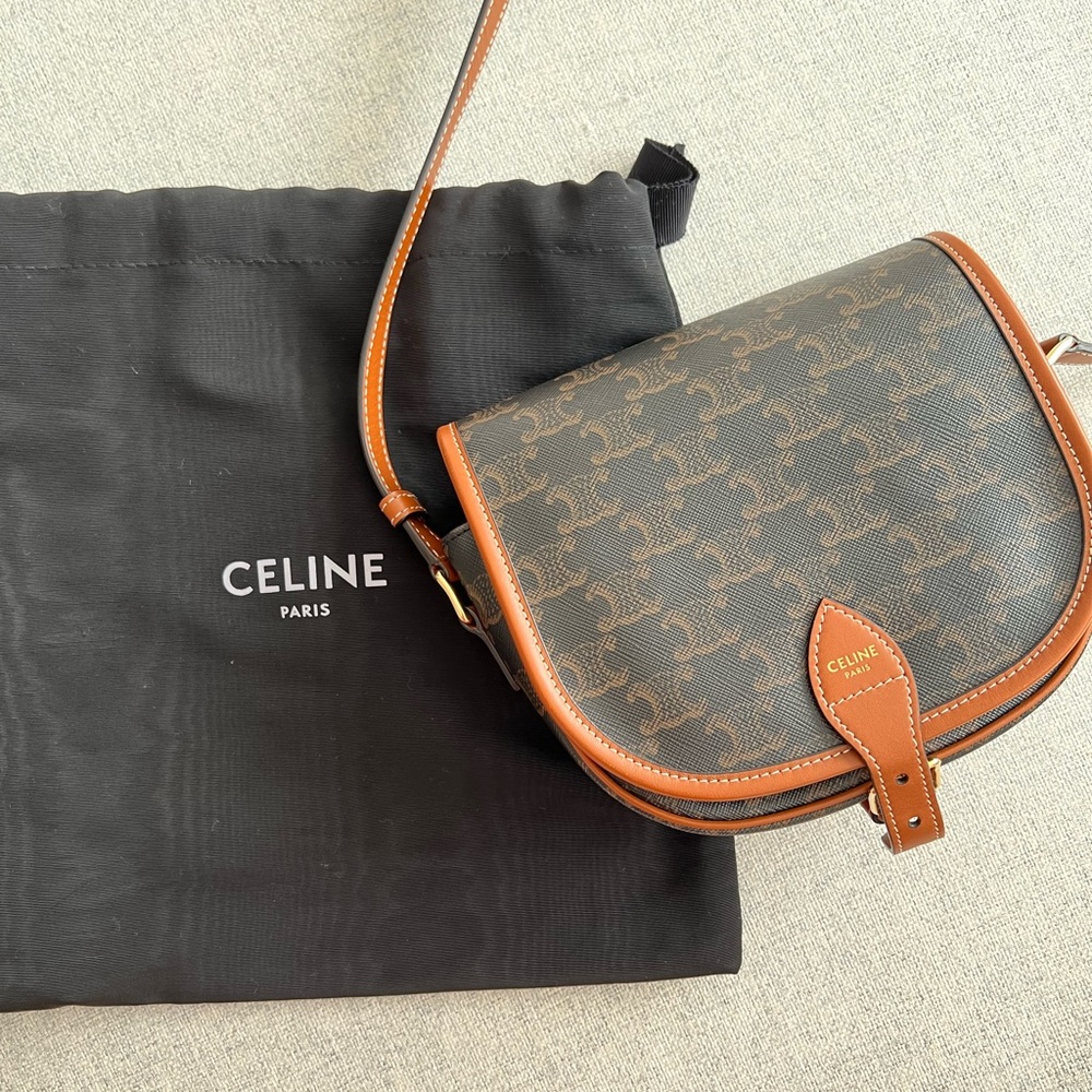 Celine Medium Folco Crossbody in Triomphe Canvas